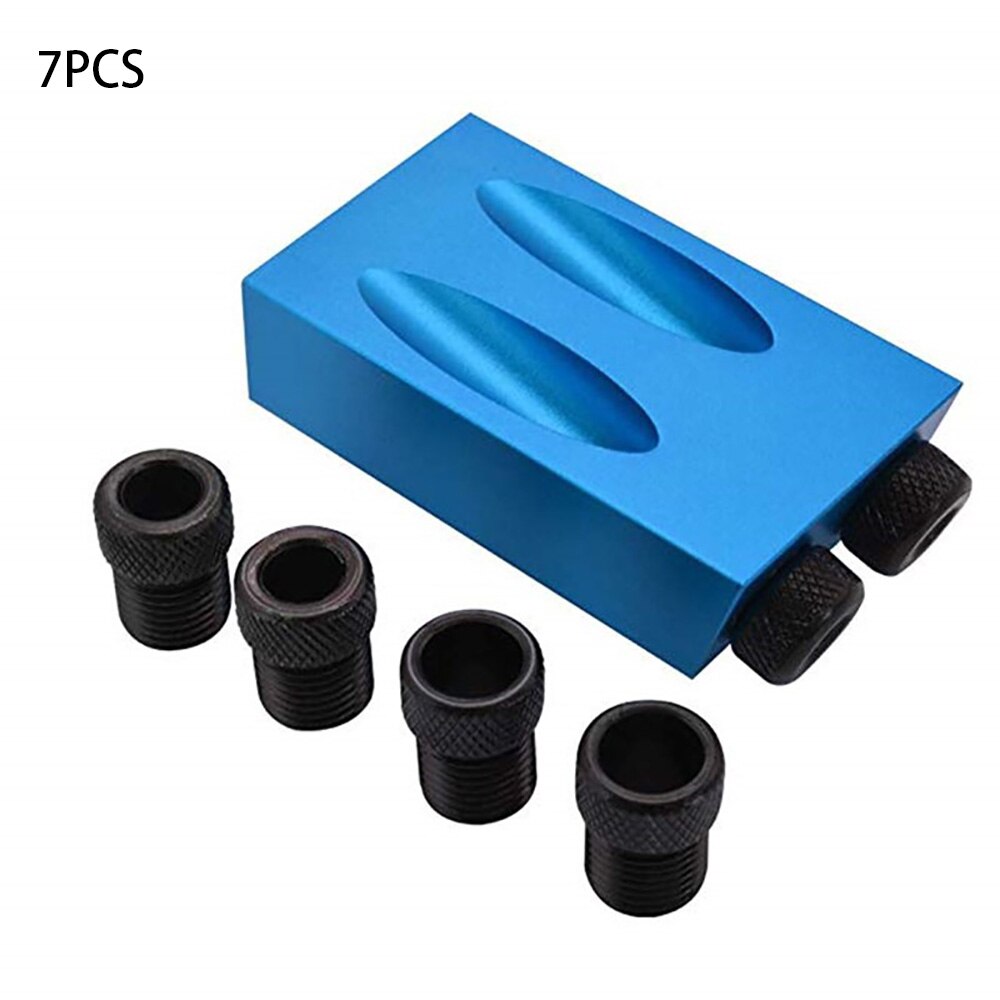 15 Degree Angle Woodworking Oblique Hole Locator Pocket Jig Kit Drill Guide Set Hole Puncher DIY Carpentry Tools Bits: 7 piece set