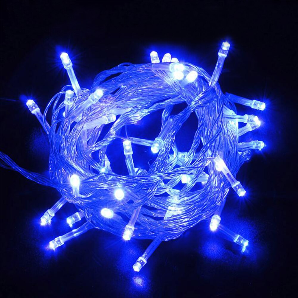 Tsleen fairy light string 10/20m 100 white festival led lysende lys vanntett firefly bryllup stripe rgb/warm 220v: Blå / 220v eu 20m