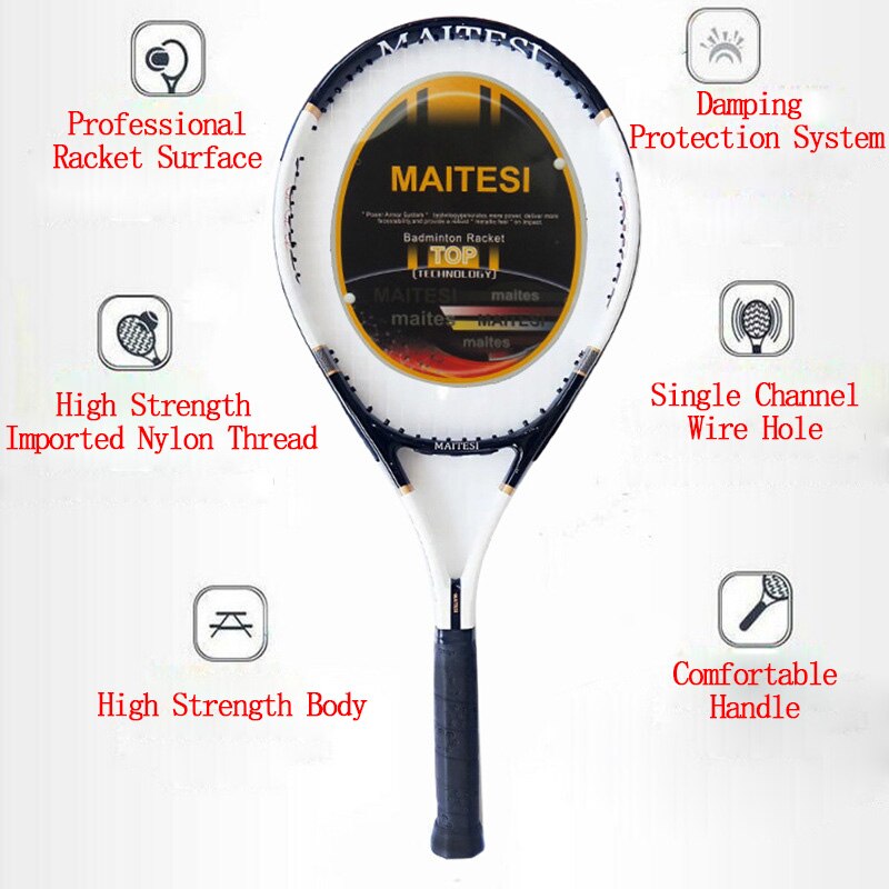 Tennisracket Carbon Tennisrackets Met Tenis Tas Grip Mannen Vrouwen Training Beginners Padel Raqueta Raquete