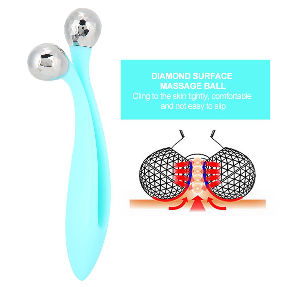 Jade Roller 3D V-Vorm Dubbele Bal Roller Gezicht Stimulator Huid Lifting Schoonheid Massage Tool Voor Gewichtsverlies Stimulator