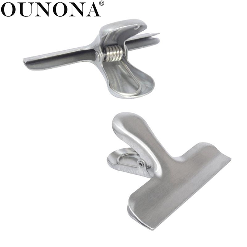 OUNONA-fermeture du sac, 12 pièces, en acier inoxydable, Clips de scellage du sac, pour conserver la fraîcheur