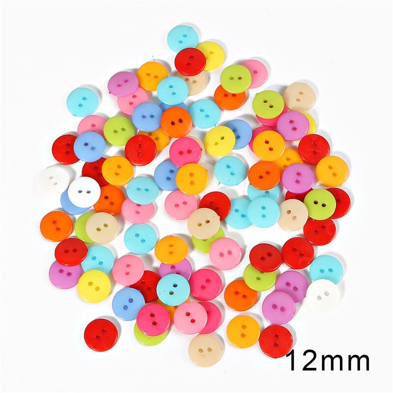 6/9/10/11/12/15/20MM Round Resin Button 2 Holes Sewing Button Scrapbooking Decoration Apparel Crafts DIY Clothes Accessories: 12x2mm 100pcs