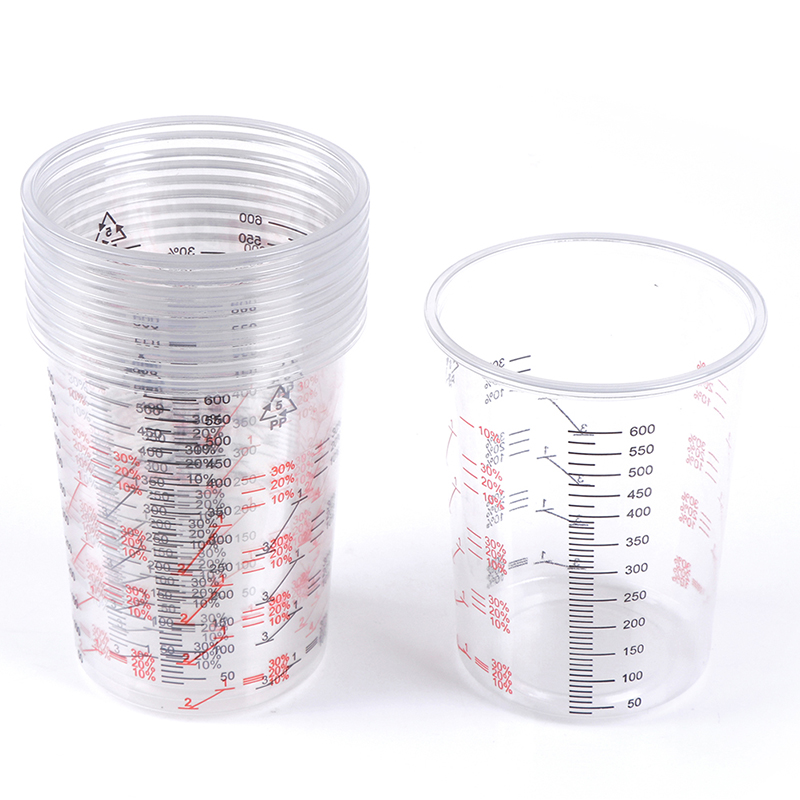 Bol de mélange de peinture en plastique, 10 pièces, gobelet calibré, 600ml, pour un mélange précis de peinture et de liquides