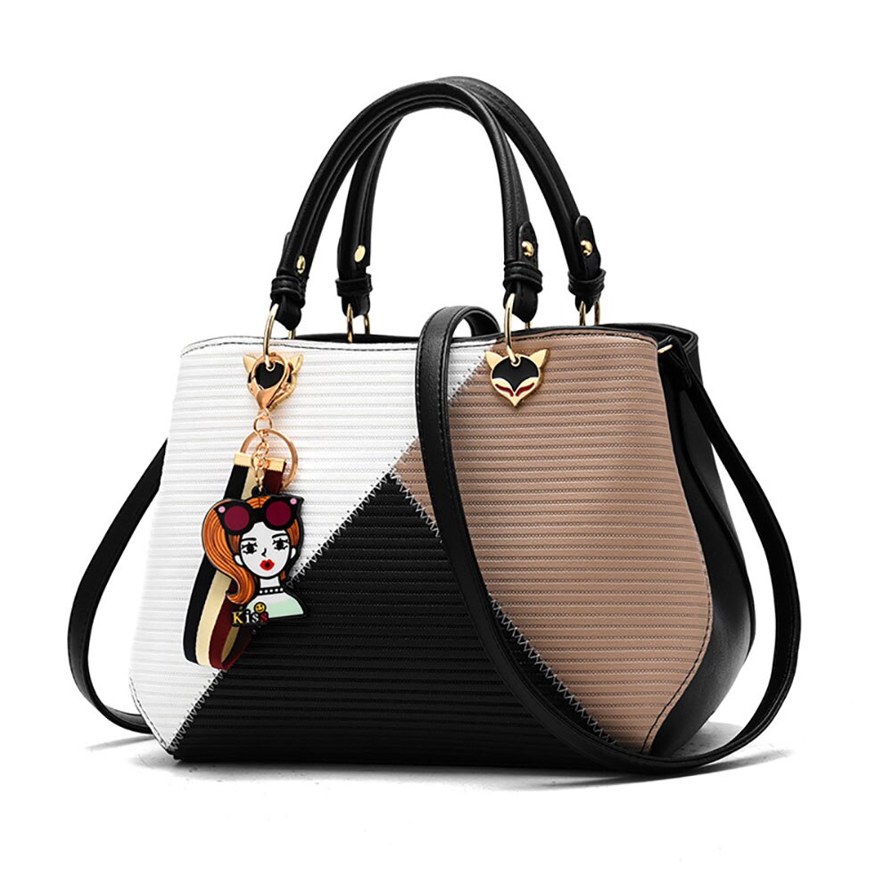 Sacs à bandoulière en cuir PU pour femmes, sacs à main Patchwork, sacoche pour voyages en plein air, sacoche à épaule pour dames: Khaki