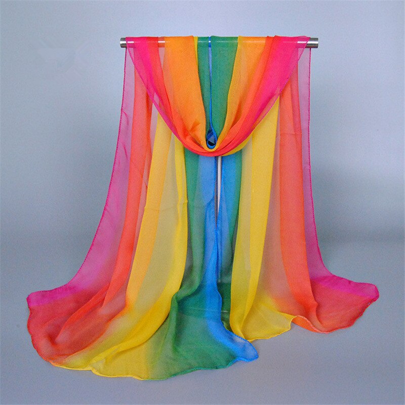 Foulard Hijab en mousseline de soie pour femme musulmane, nouvelle de luxe, châle de couleur dégradée, Poncho, Bandana, à la: 1