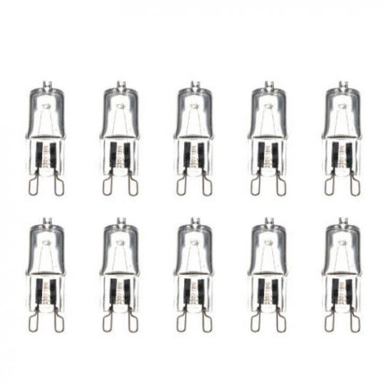 10 Uds G9 25W 40W 60W bombillas halógenas transparentes/esmeriladas Base de 2 pines bombilla pequeña blanca cálida para candelabros/colgantes/luces de gabinete