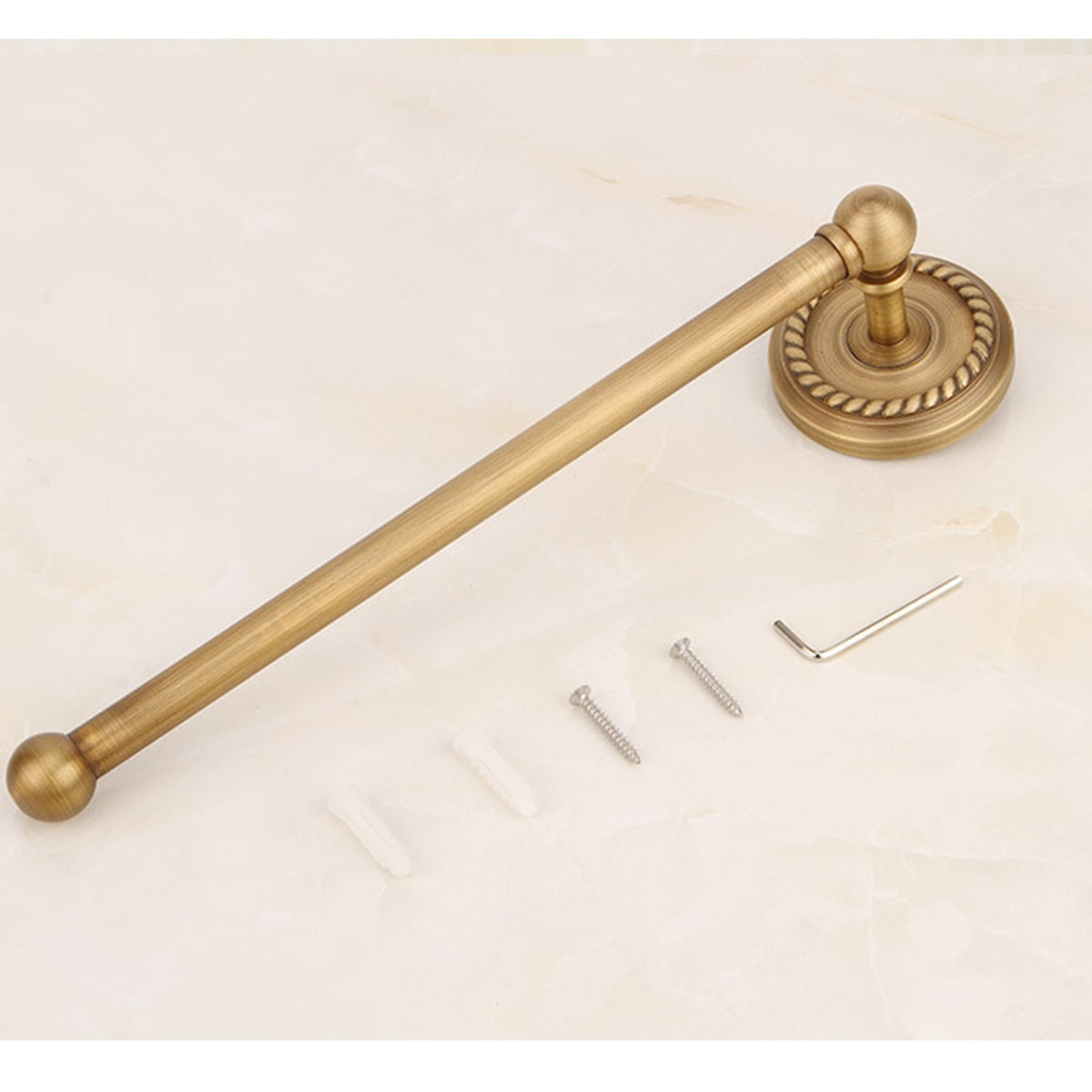 Kobber håndklestativ veggmontert enkeltstang håndkle bar håndkleholder henger husholdningsartikler til dårlig hjemmehotell