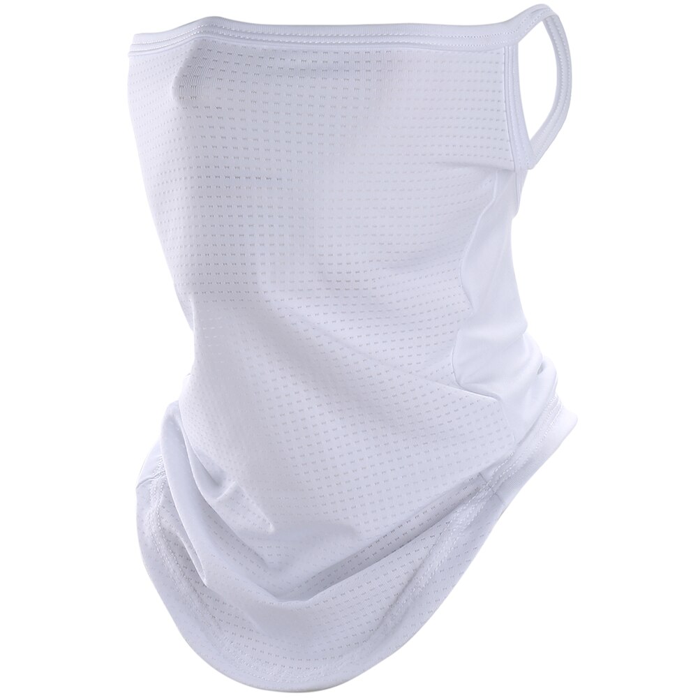 Sort hvid hals gamacher tube tørklæder åndbart ansigtsdæksel ørehængende balaclava sommersol anti-uv bandana pandebånd mænd kvinder: Hvid
