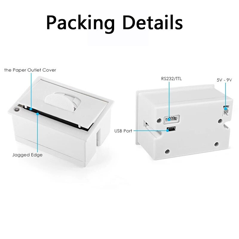 204 mini embedded printer thermal ESC POS receipt parallel panel printer USB TTL RS232 Kiosk Printer 58mm Barcode Arduino
