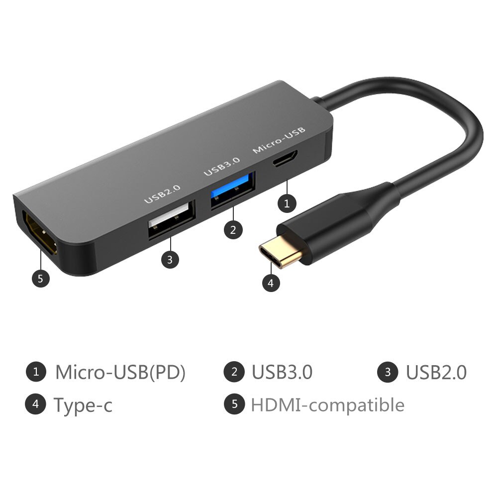 Estación de acoplamiento Usb C Typec a 4K HDMI compatible con USB3.0 muelle con la policía de carga para MacBook Usb Multi adaptador concentrador Thunderbolt: usb2.0 usb3.0 hub