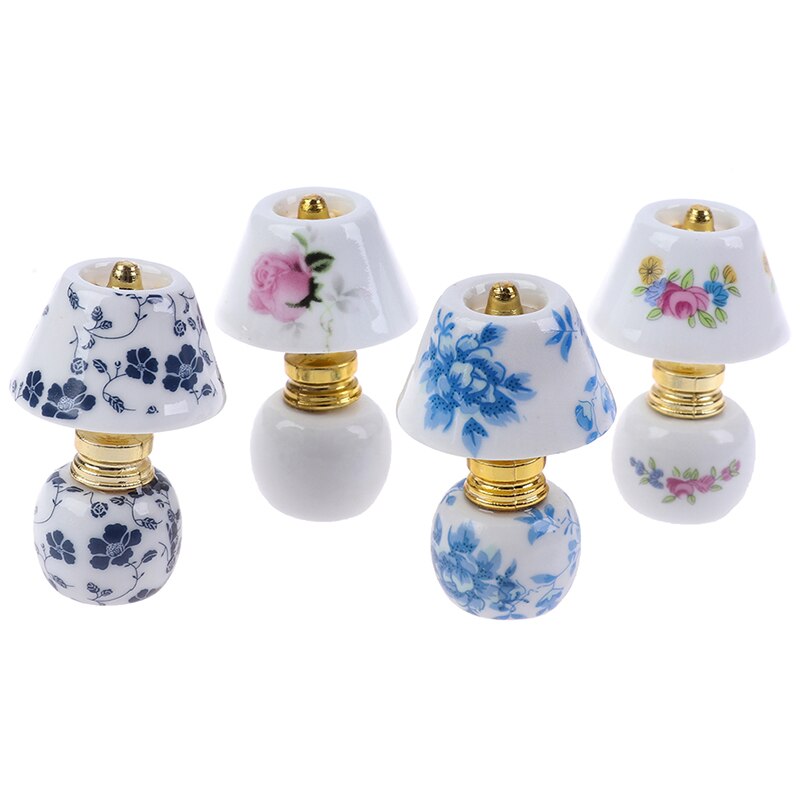 1:12 Mini Ceramic Lamp Miniatures Dollhouse Toy Porcelain Miniature Table Lamp Doll House Accessories