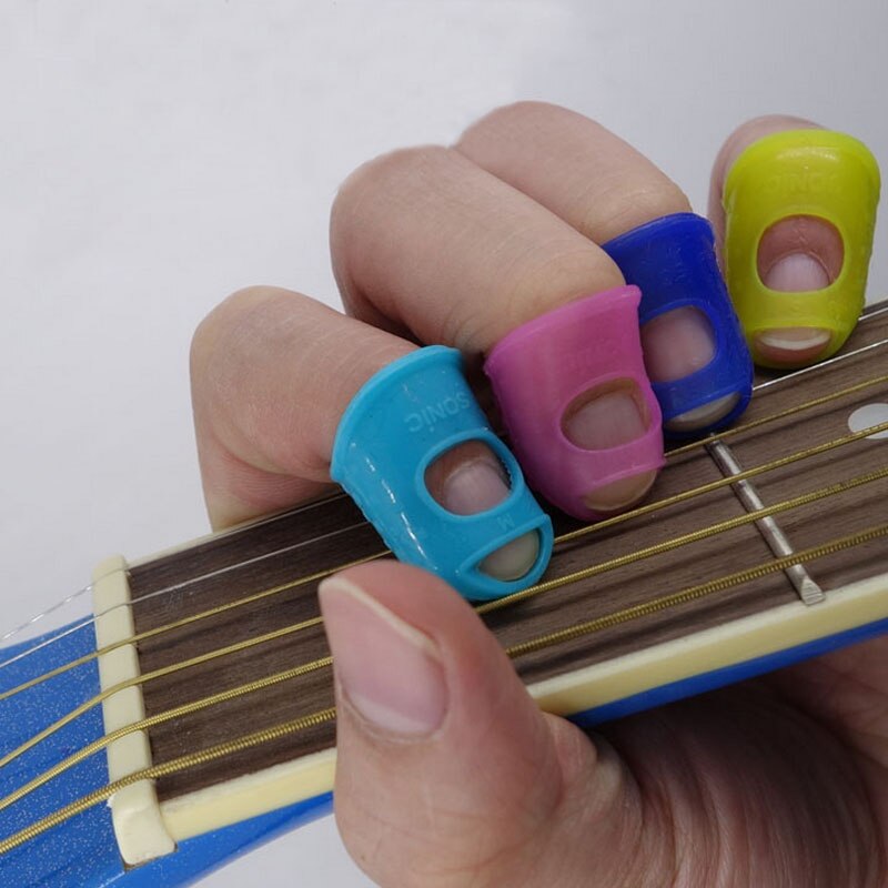 5 Stks/set Ukeleles Gitaar Vinger Tip Duim Covers Case Protector Siliconen Ukulele Vinger Set Druk String