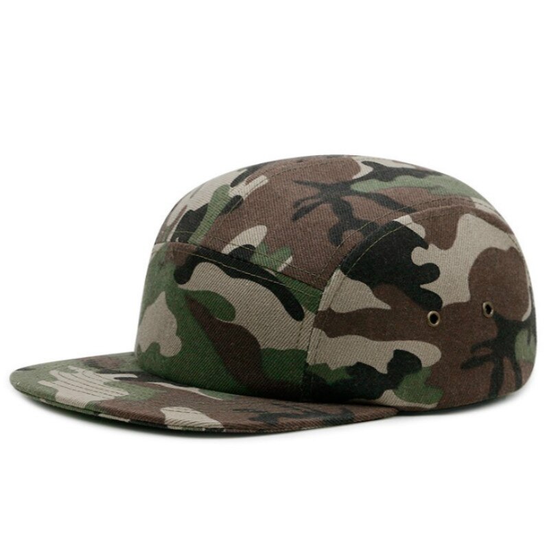 Casual Cotton 5 Panel Cap Solid Flat Brim Baseball Cap Hip Hop Blank Snapback Men Cap Outdoor Sports Kpop Cap K Pop Hat: Camouflage