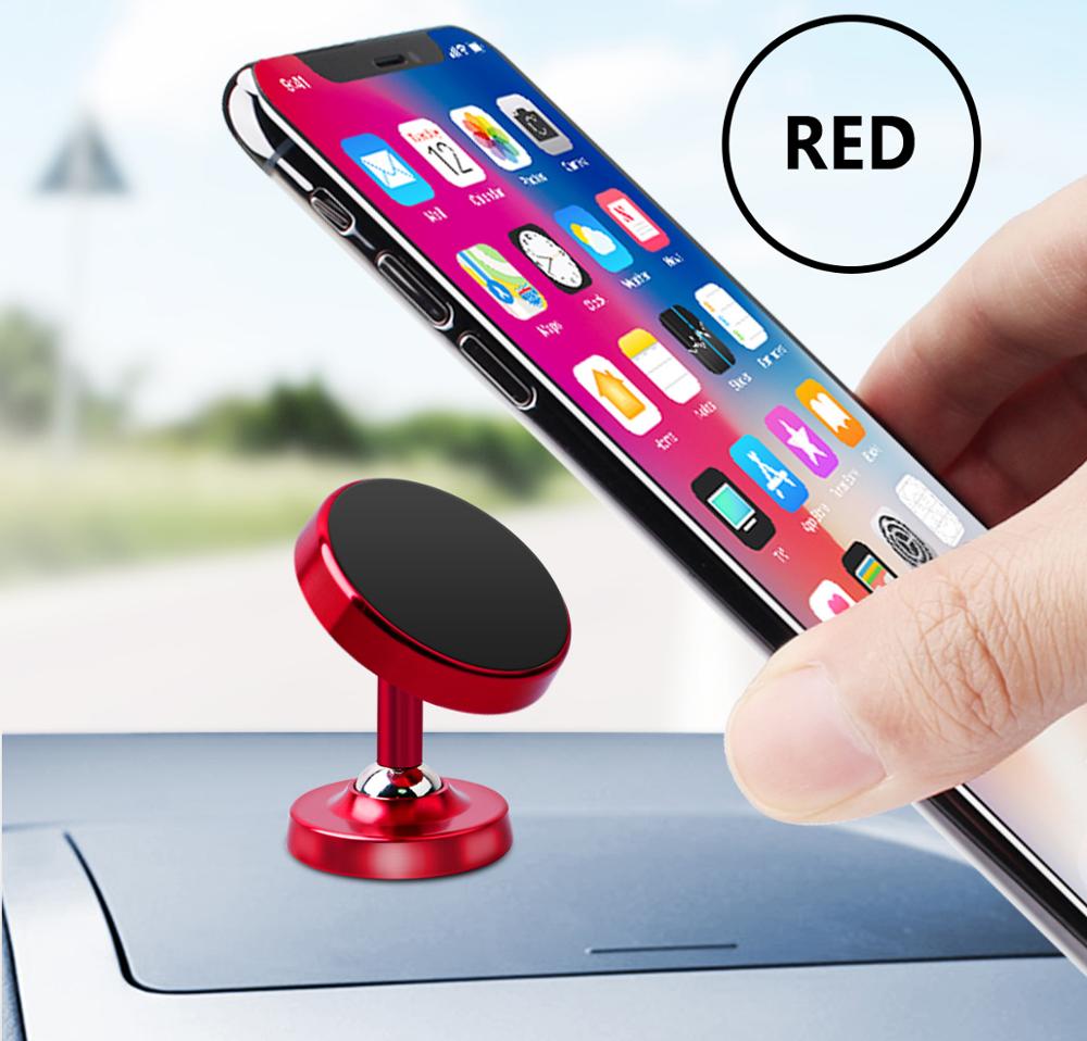 FONKEN Magnetische Auto Telefon Halter für Telefon Auto Halterung Magnet Zwei Weg Rotation leucht Stehen Schreibtisch Wand Mobile Mini Halter: Red stand