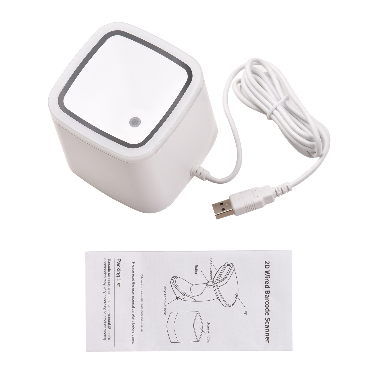 1D 2D QR Barcode Scanner Platform Hands-free USB Wired Bar Code Reader CMOS Image Sensor Desktop Scanner Large Scanning Window: Default Title