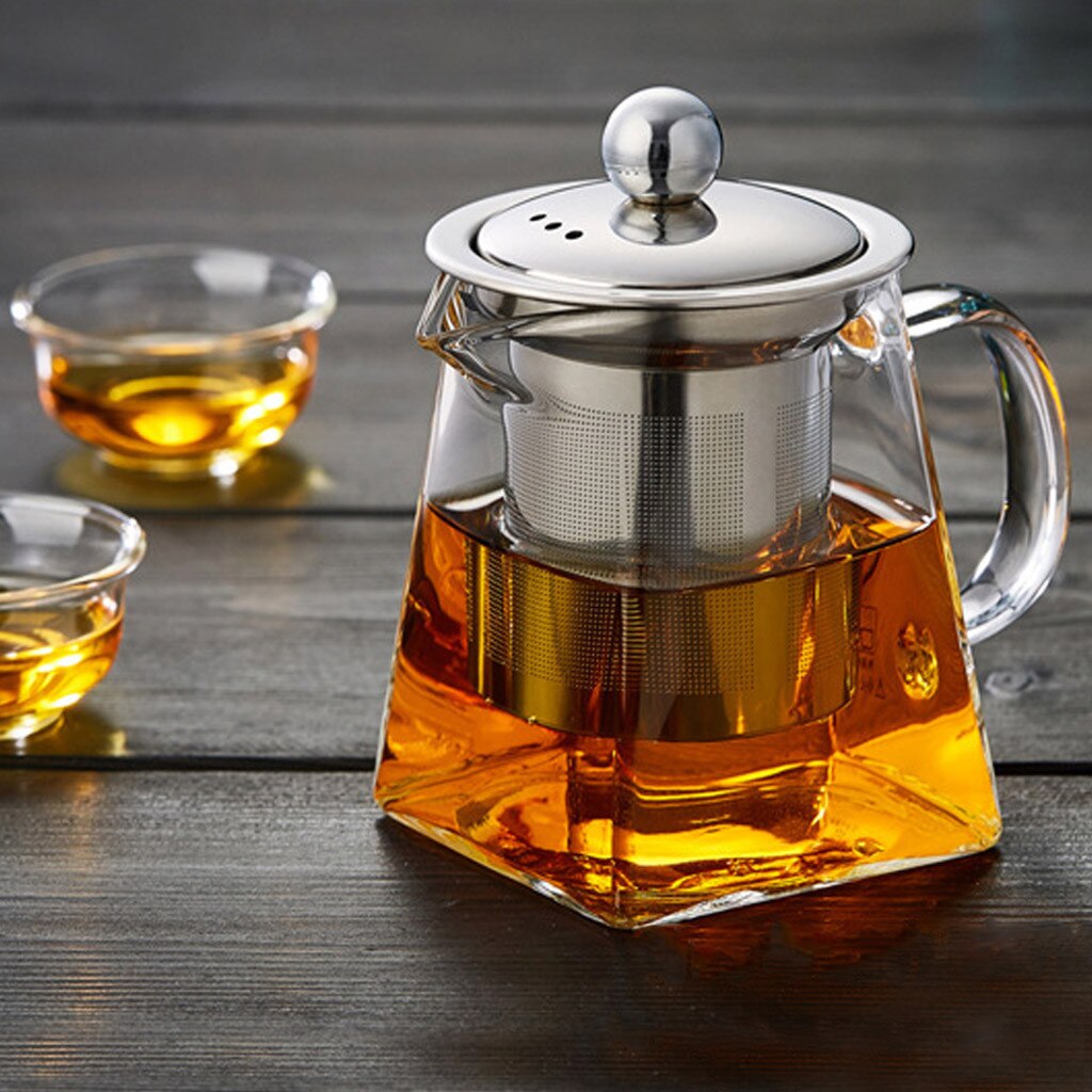 Hittebestendig Glas Theepot met Zeef Filter Zetgroep Tea Pot Praktische Fles Bloem Kopje Thee Thee Blad Kruiden Koffie 350ml