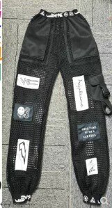 Nightclub singer men and women breathable mesh hip-hop loose casual street dance pants ds costumes: Black / L