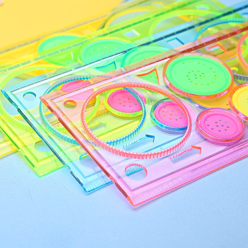 20cm multifunktions tegnelinealer kawaii cirkel puslespil skabelon lineal til børn gør-det-selv tegnelegetøj skoleartikler