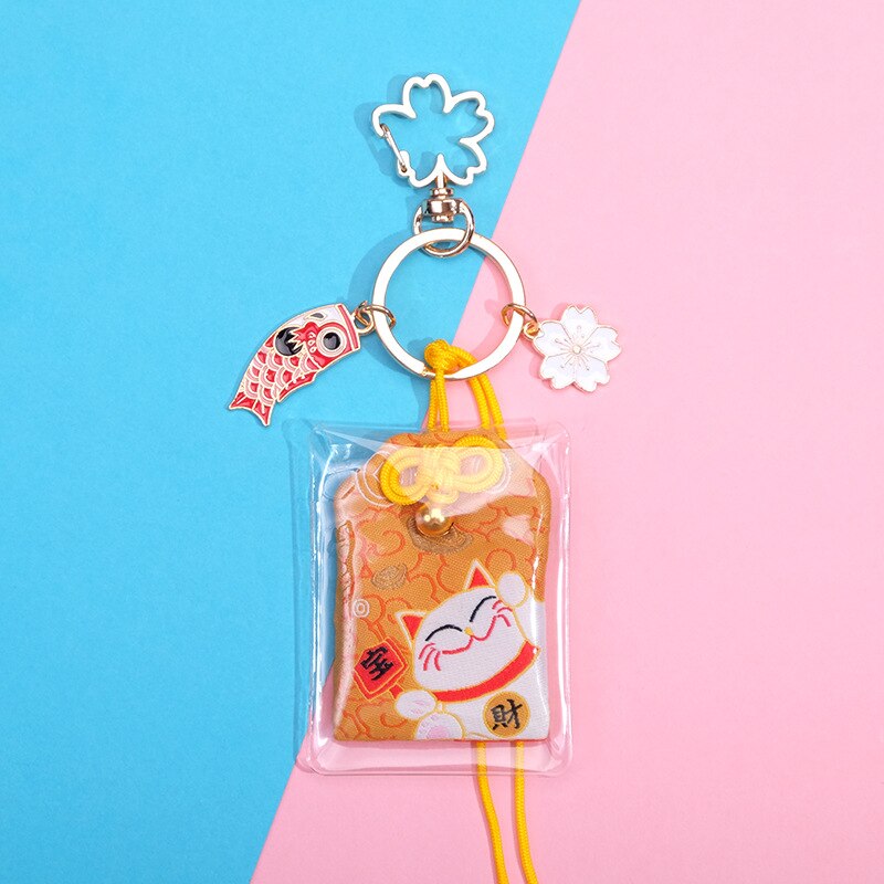 Japanese Culture Cherry Blossoms Pray Fortune Beauty Health Safe Wealth Bag Pendant Keychain Mascot Best Wish Family Friend: money is rolling in