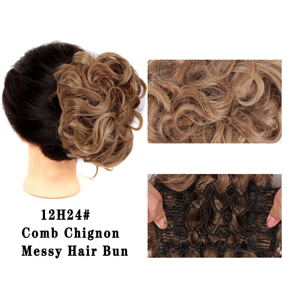 LUPU Synthetische Haarknoten Kamm Clip in Lockige Chignon Haarnadel Synthetische Falsche Haar Schwanz Erweiterung Haar Stück Für Frauen: 12H613