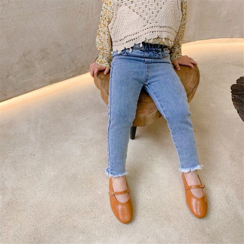 2-7T Toddler Kid Baby Girl Clothes Jeans primaverili per ragazza pantaloni in Denim elasticizzato a vita alta pantaloni eleganti da neonato Streetwear