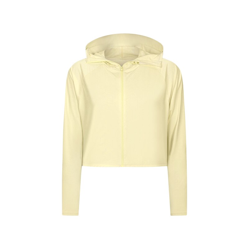 ABS LOLI frauen voll Postleitzahl UPF 50 + Sonnenschutz Hoodie Jacke Wandern Radfahren Lange Hülse Sonne Hemd Mit daumen Löcher Yoga Hemden: hell Birne Gelb