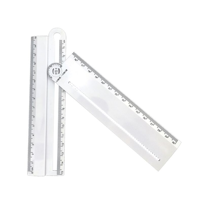 1pcs Simple Style 30cm Transparent Rectangle Ruler Protractor Student Stationery Drawing Tool Supplies DXAB