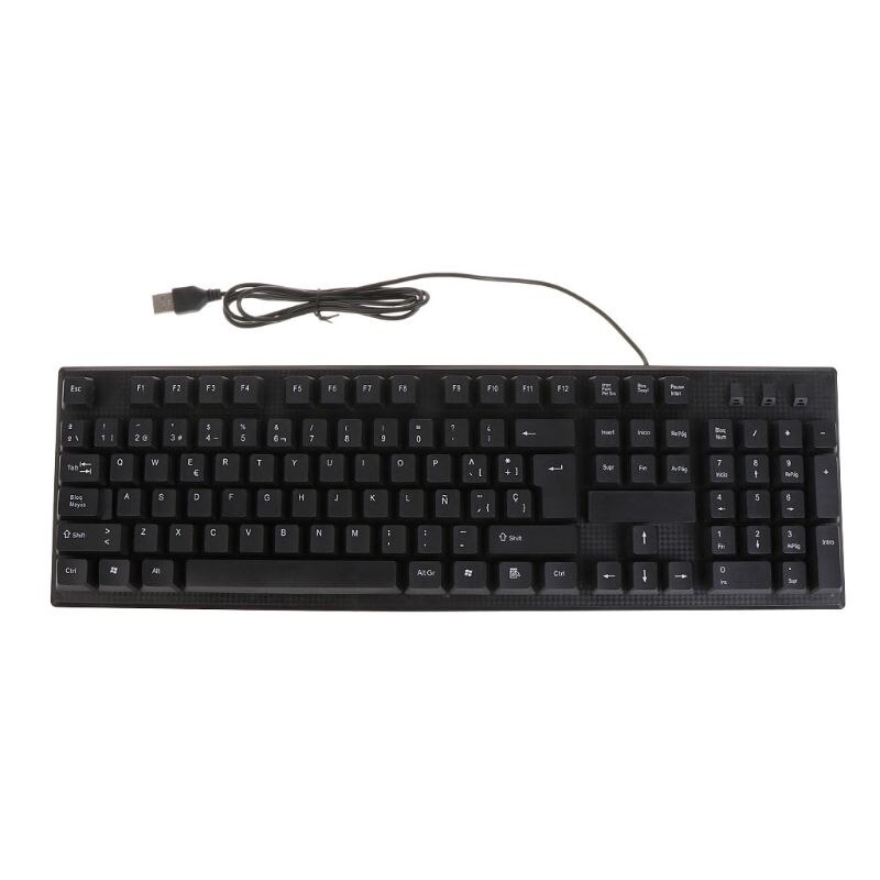 Russian Arabic French spanish USB Wired Silent Keyboard Waterproof Office 104 Keys Keyboard for Windows Desktop Computer: Spanish