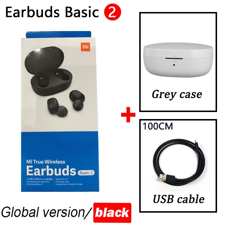 Xiaomi Redmi Airdots S TWS Wireless Stereo Earphone airdots 2 Bluetooth 5.0 Noise Reduction With Mic Earbuds AI Voice Control: earbuds S grey case