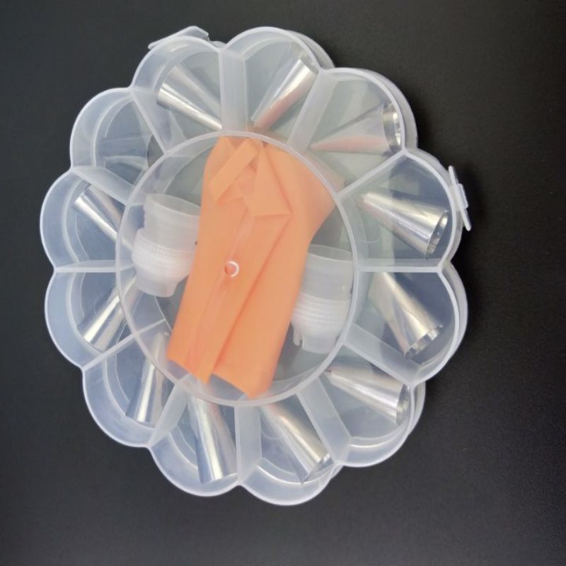 15 Stks/set Van Siliconen Spuitzak Decorating Nozzle Set Herbruikbare Spuitzak 12 Nozzle Groepen Cake Decorating Tool: Oranje