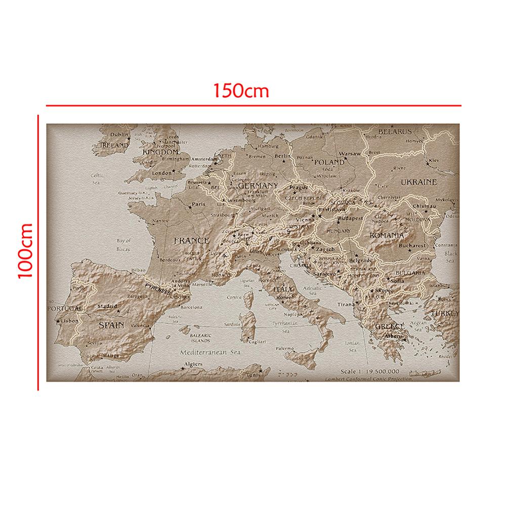 Simple Europe Non-woven Map 150x100cm School Student Map For Education And Beginner