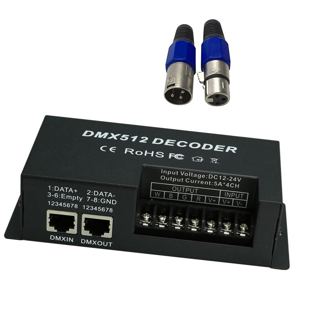 DMX Decoder Controller RGB RGBW LED Strip Light Driver Dimmer Module DMX512 DC12V-24V 3/ 4 Channel with Display