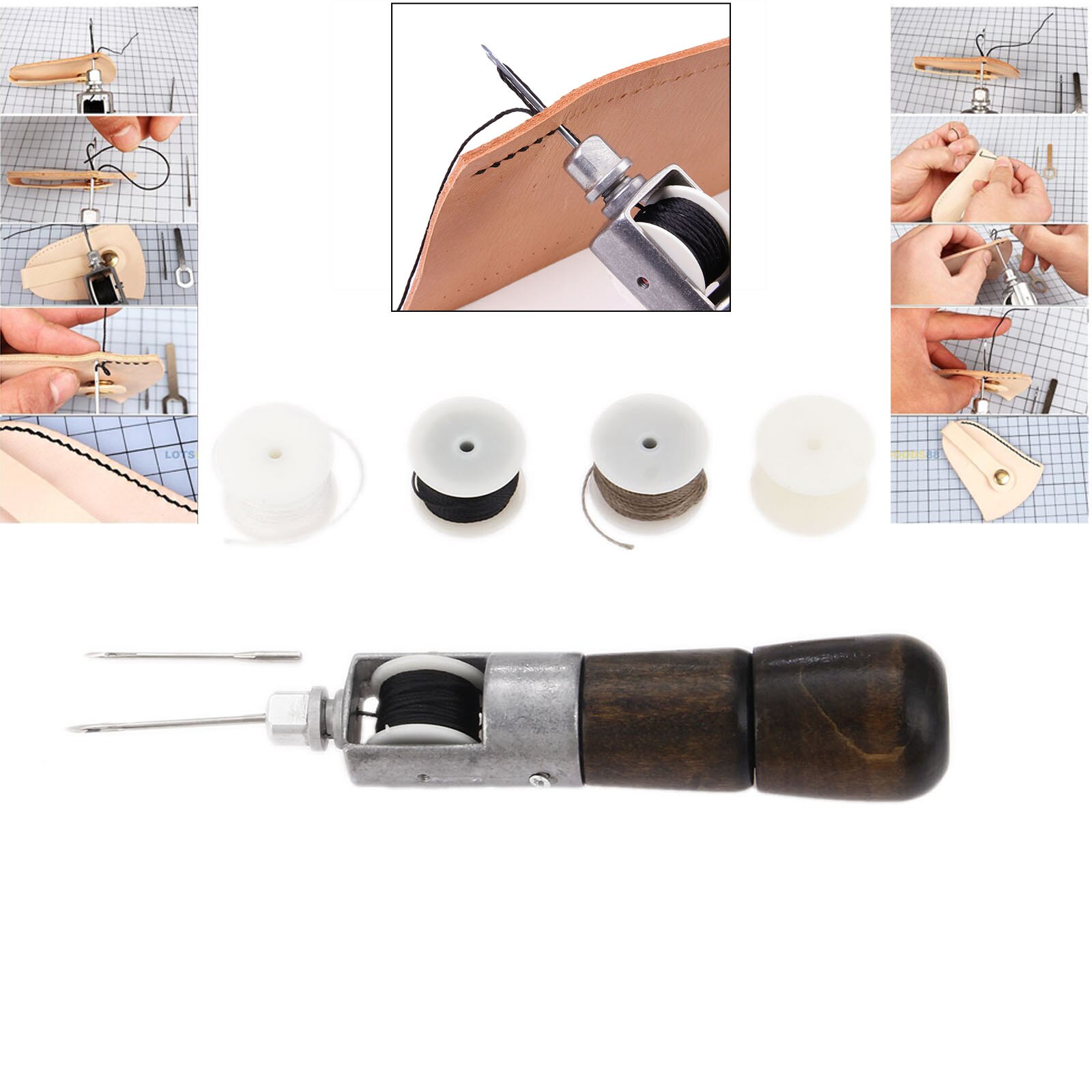 Leather Sewing Stitching Tool Leather Hand Sewing Machine Waxed Thread Leather Craft Edge Stitching Belt Strips Shoemaker Tool