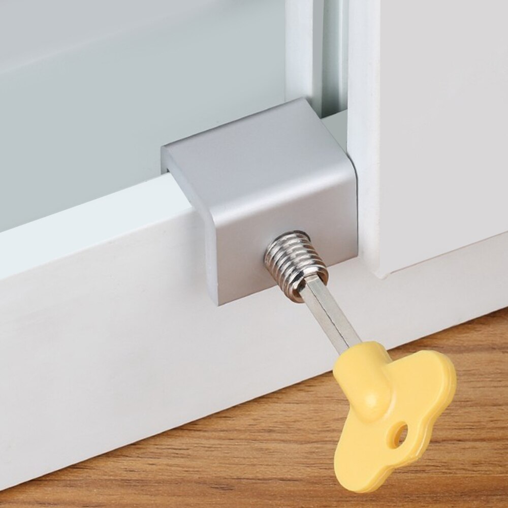 Cerraduras de ventanas correderas ajustables, Tope de puerta de aleación de aluminio, cerradura de seguridad con llaves, cerradura de ventana de seguridad para el hogar y la Oficina