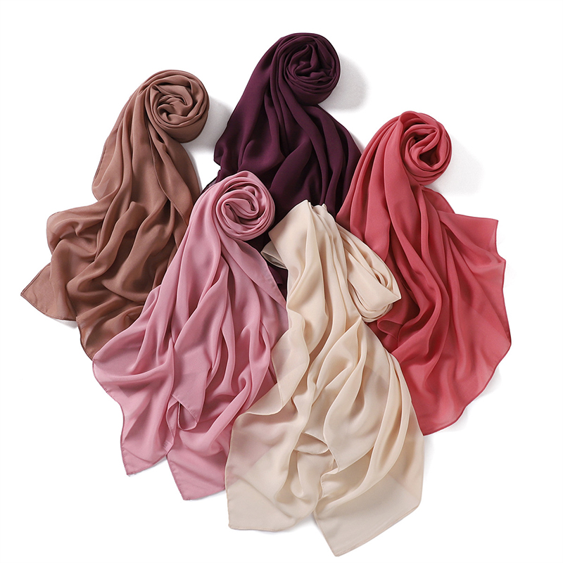 Vrouwen Effen Fluwelen Bubble Chiffon Sjaal Effen Lange Hijab Wrap Print Effen Kleur Sjaals Hoofdband Vrouwen Zachte Hijaabs Reizen Sjaals