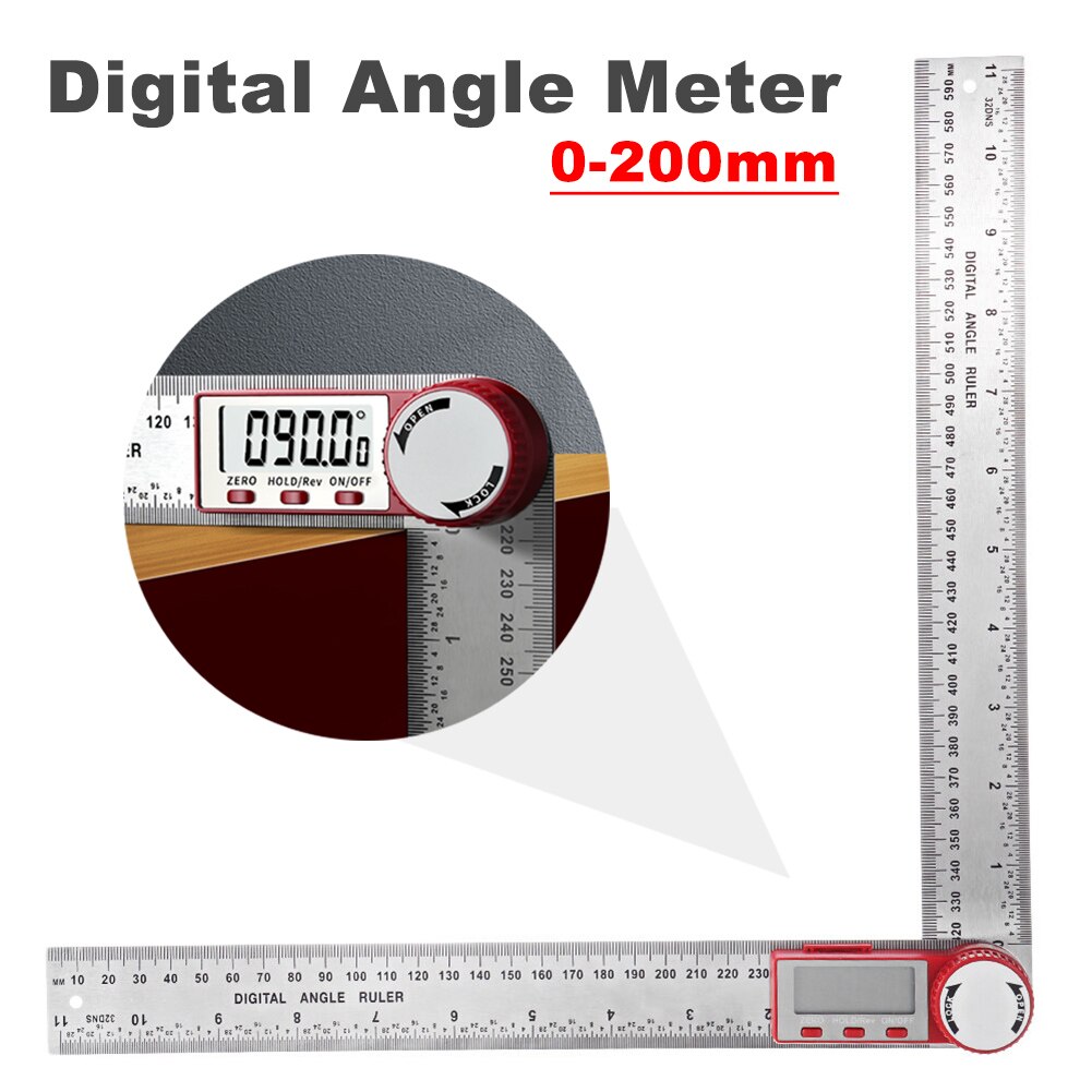 LED Digital Angle Finder Protractor with Horizontal Vertical Bubble for Carpenters Woodworkers Digital Goniometer Inclinometer: Red 300mm