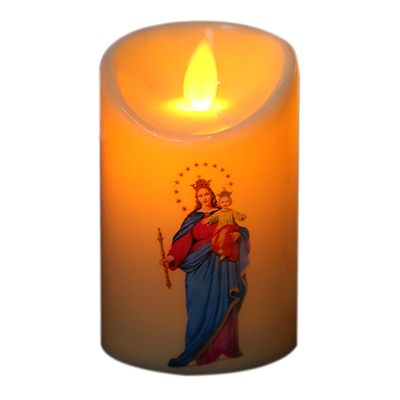 Jesus Christus Kerzen Lampe LED Teelicht Romantische Säule Licht Kreative Flammenlose Elektronische Kerze Batterie Betrieben QX2E
