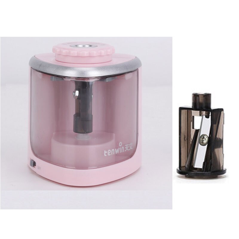 Automatic Electric Pencil Sharpener Portable Auto Student Stationery Rotary Pencil Sharpener for Classroom Home Office Supplies: Pink and 1Pc blade