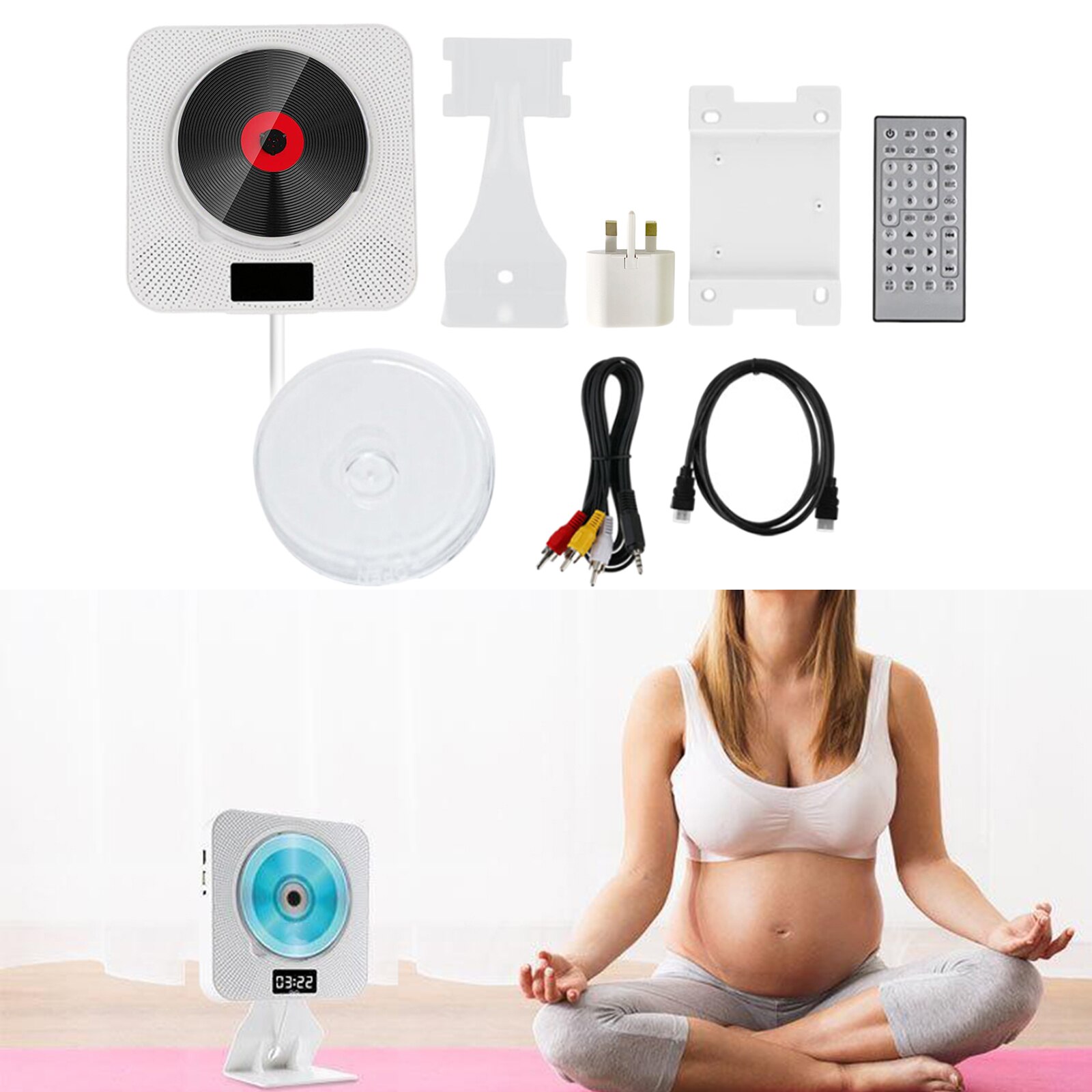 Home Bluetooth CD Player Wall Mounted FM Radio USB AUX Input UK Plug 220V