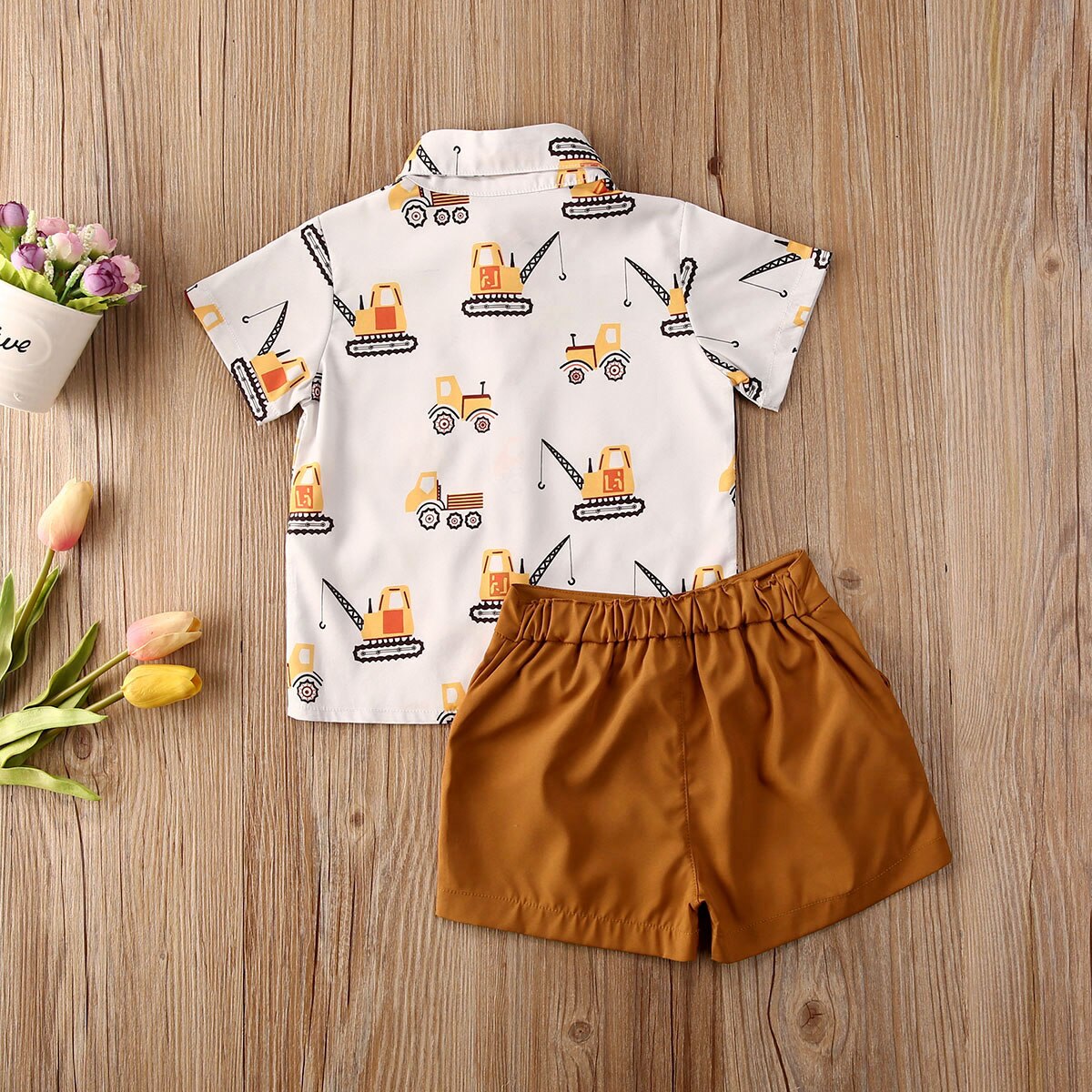 0-5y småbørn spædbørn baby drenge tøjsæt tegneserie print kortærmede t shirts toppe shorts herre outfits