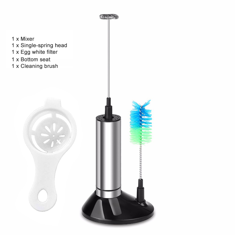 YAJIAO Coffee Mixer Handheld Milk Frother Electric Stick Blender Double Spring Whisk Head for Egg Latte Chocolate Cappuccino: D