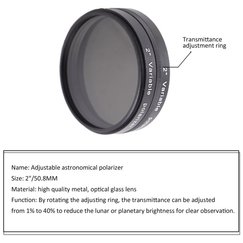Filtre polarisant Variable pour télescope et oculaire, 1.25, 2 pouces, pour astronomie, monoculaire, excellente , F9147