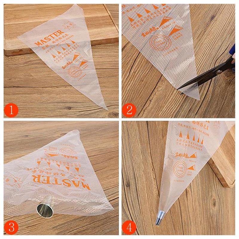 100pcs/bag Disposable Piping Bag Icing Nozzle Bottles Fondant Squeeze Dessert Tools Cake Plastic O2L1