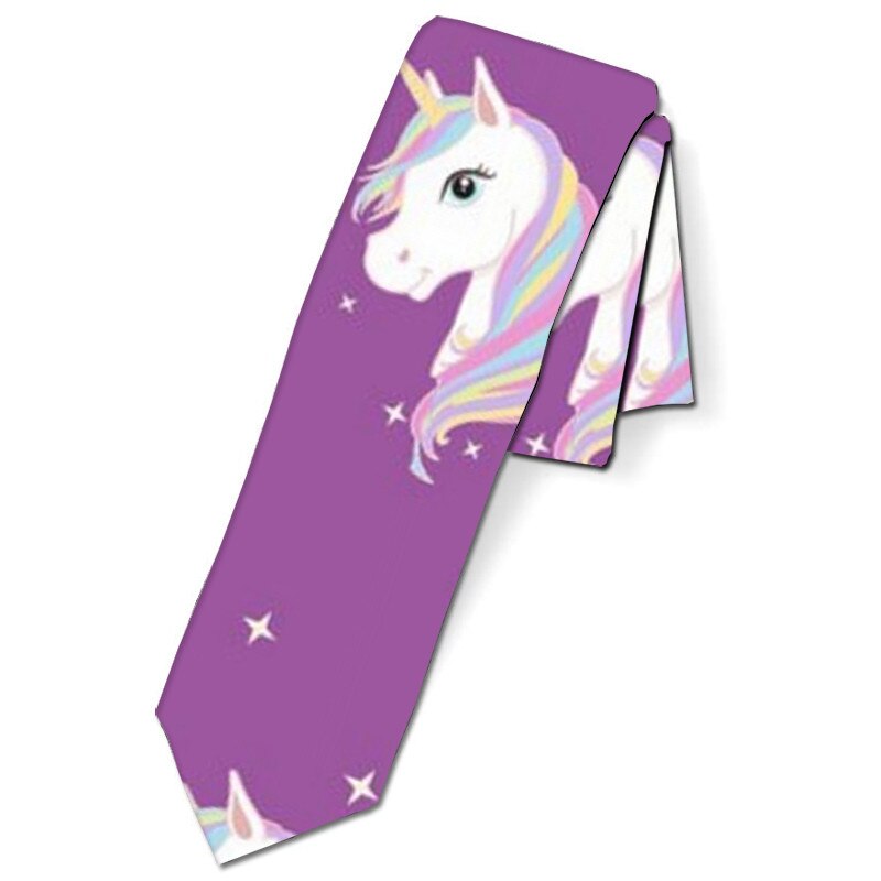 Hommes cravate Polyester 8CM coton licorne ciel imprimer Harajuku cravates pour hommes affaires casual fête mariage accessoires: 04