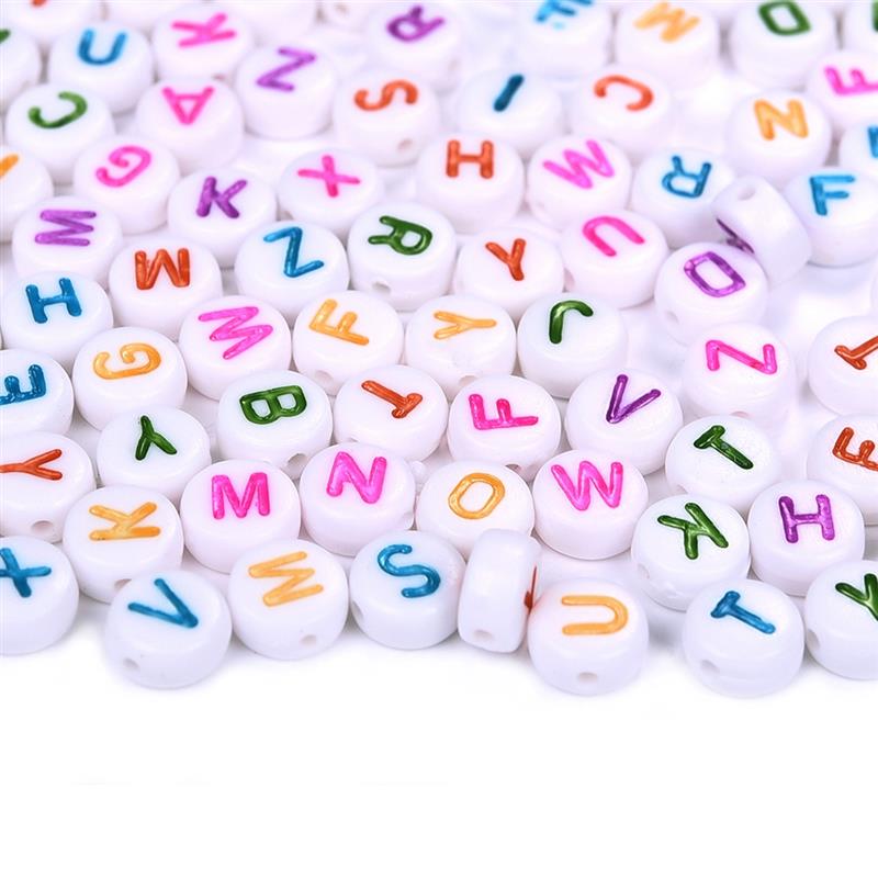 100pc Mixed English Letter Acrylic Beads Flat Heart Alphabet Number Beads For Charms Bracelet Necklace For Jewelry Making DI: 14