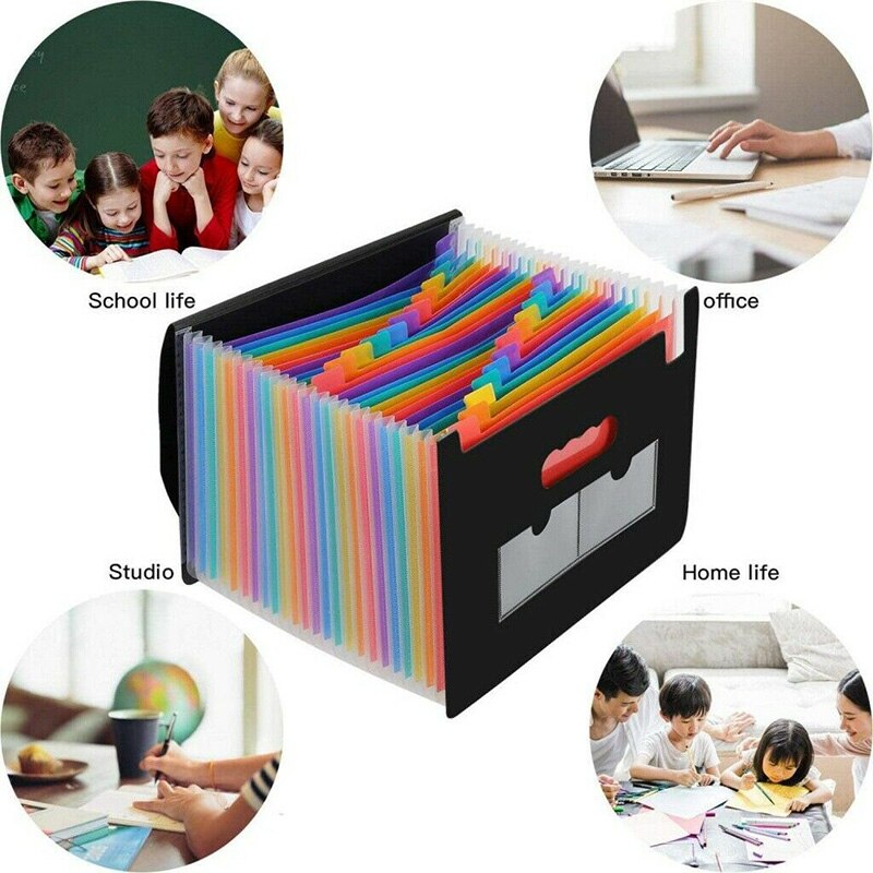 24 Pocket Expanding File Folder A4 Document Organizer Plastic Portable File Folder With Flip Cover Filing Product