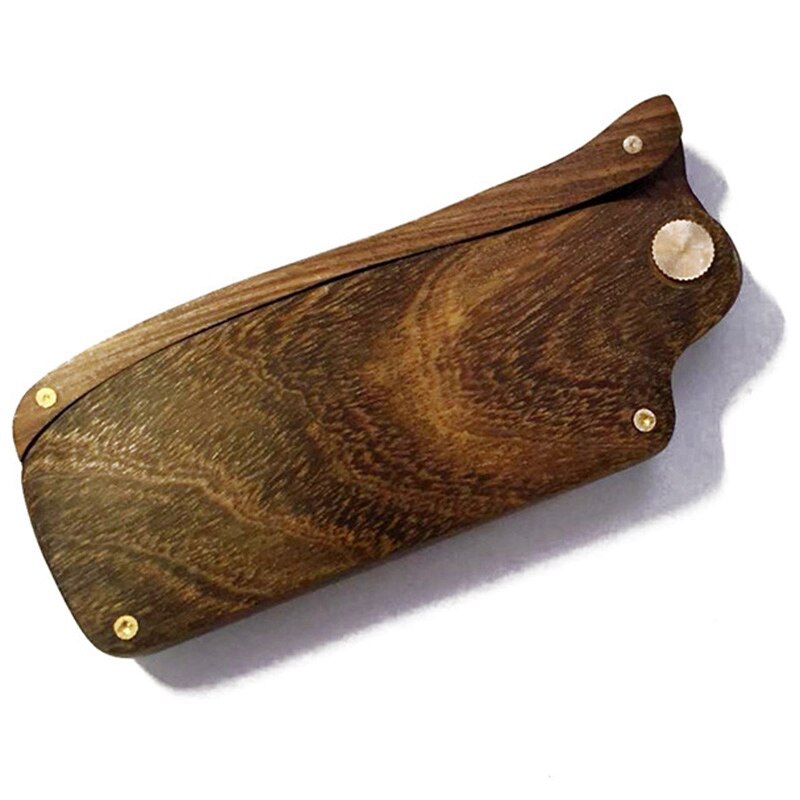 Peine plegable de madera de sándalo negro para hombre, peine de madera portátil, peine con forma de barba de sándalo