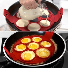 7 huller nonstick pandekage maker diy madlavning værktøj runde hjerte pandekage maker pan flip stegning æg skimmel køkken bagning tilbehør