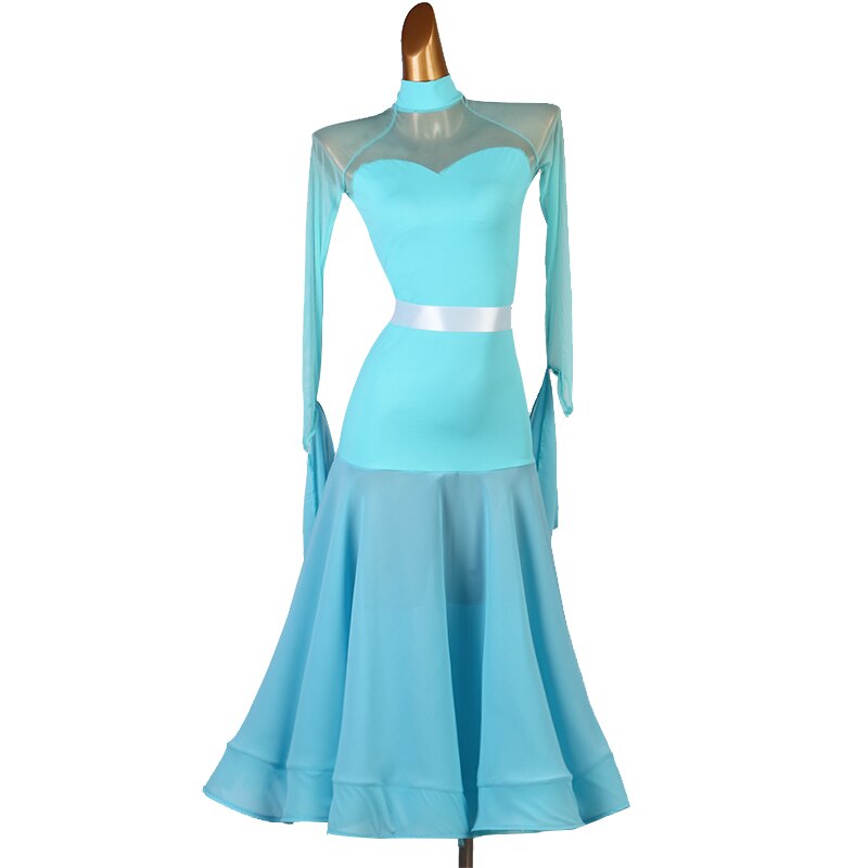 Blauw Standaard Ballroom Jurk Lange Jurken Vrouwen Podium Waltz Ballroom Jurk Ballroom Jurk Concurrentie Mq279