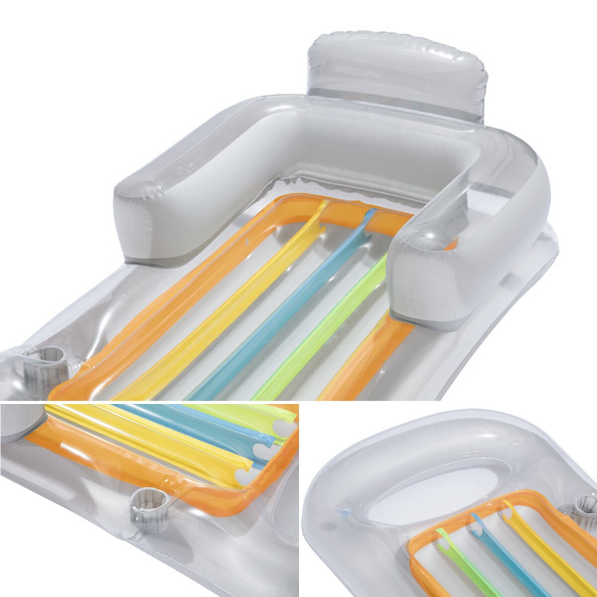 Uppblåsbar flytande rad strand simma luftmadrass pool flyter flytande lounge sovplats för vattensport fest 161 x 84cm